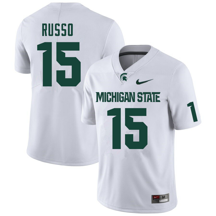 Men #15 Anthony Russo Michigan State Spartans College Football Jerseys Sale-White